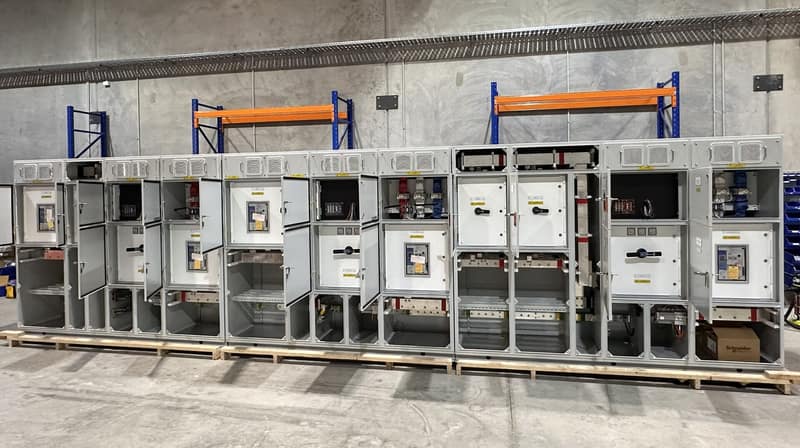 Fox Road — main switch sections and metering, doors open