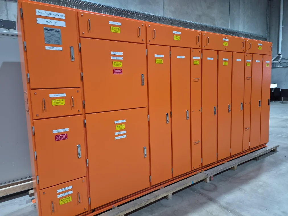 Completed custom main switchboard, built in our Brisbane workshop